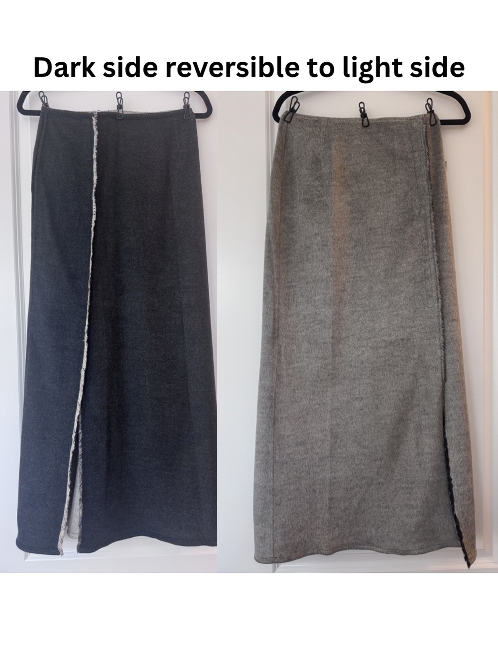 Anne Klein Reversible Maxi Skirt in Dark Gray and Light Gray